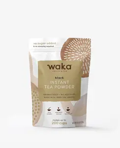Waka Instant Black Tea - 100% Tea Leaves, No Additives, Unsweetened Tea Powder for 50 Quarts or 200 Cups – Easy and Quick Hot or Iced Teas (4.5oz) Drink Beverage