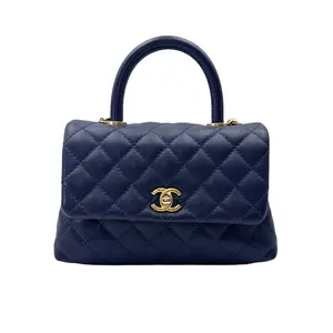Pre-owned CHANEL Caviar Shoulder Bags CoCo Handle Navy Quilted Small Shoulder Bag(25***58) cc2029