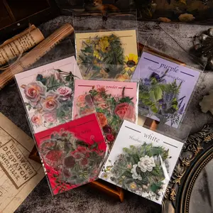 40 Sheets Rose Theme Stickers, Pre-Cut Transparent Pet Material, Romantic Rose Decals, DIY Craft Supplies for Journals and Scrapbooks