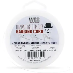 Invisible Hanging Cord Clear Nylon String for Decorations Transparent Hanging Wire Supports Up to 10 lb 40 lb Break Strength 100 ft Clear Cord for Balloon Garland Ornaments Displays