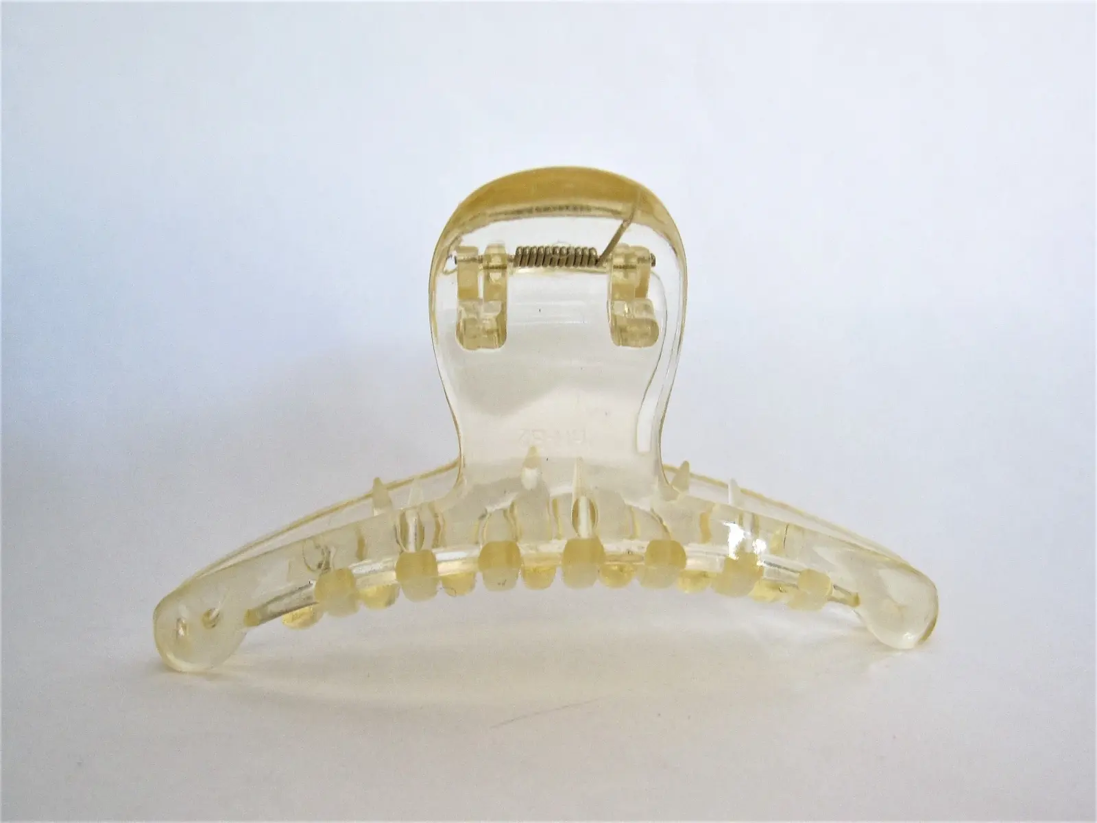 Clear transparent lite golden yellow  hair claw clip for fine, thin hair