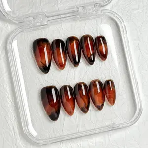 NailPopz AMBER VEIL - 100% Handmade 3D Press-On Nails | Durable, Reusable, and Salon-Grade Finish