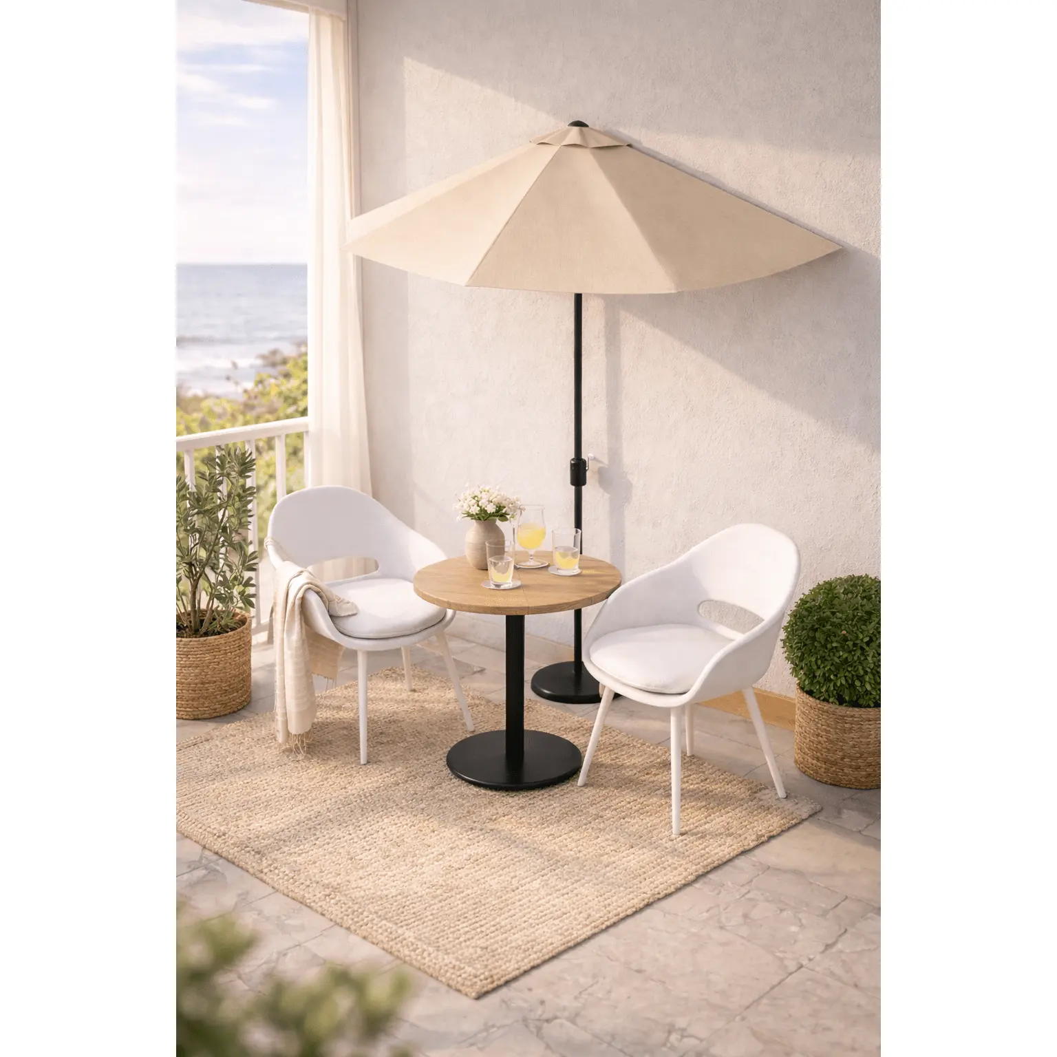 The Sandstone Half-Moon Balcony Parasol