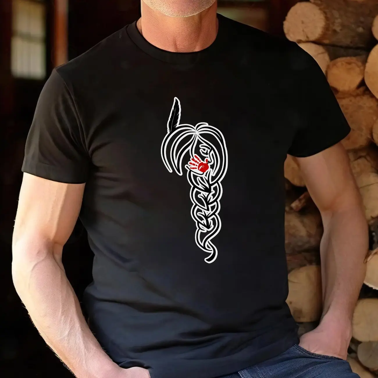 No More Stolen Sisters Red Hand Unisex - Red Sisterhood T-Shirt/Hoodie/Sweatshirt -  Native American Awareness Stolen Sisters -  Unisex Comfort Cotton Clothes Fabric Menswear Top
