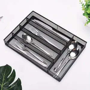 tableware storage basket, five-grid knife and fork tray, kitchen multi-functional large-capacity tableware storage tray, kitchen tableware tray storage box, desktop sundries sorting basket