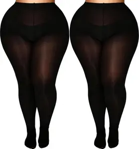 Women’s plus-size solid-color two-pair set, 20D ultra-thin sexy glossy stockings, anti-scratch, won’t snag easily, close-fitting, machine washable, suitable for everyday wear, comfortable and sexy, summer women’s apparel.