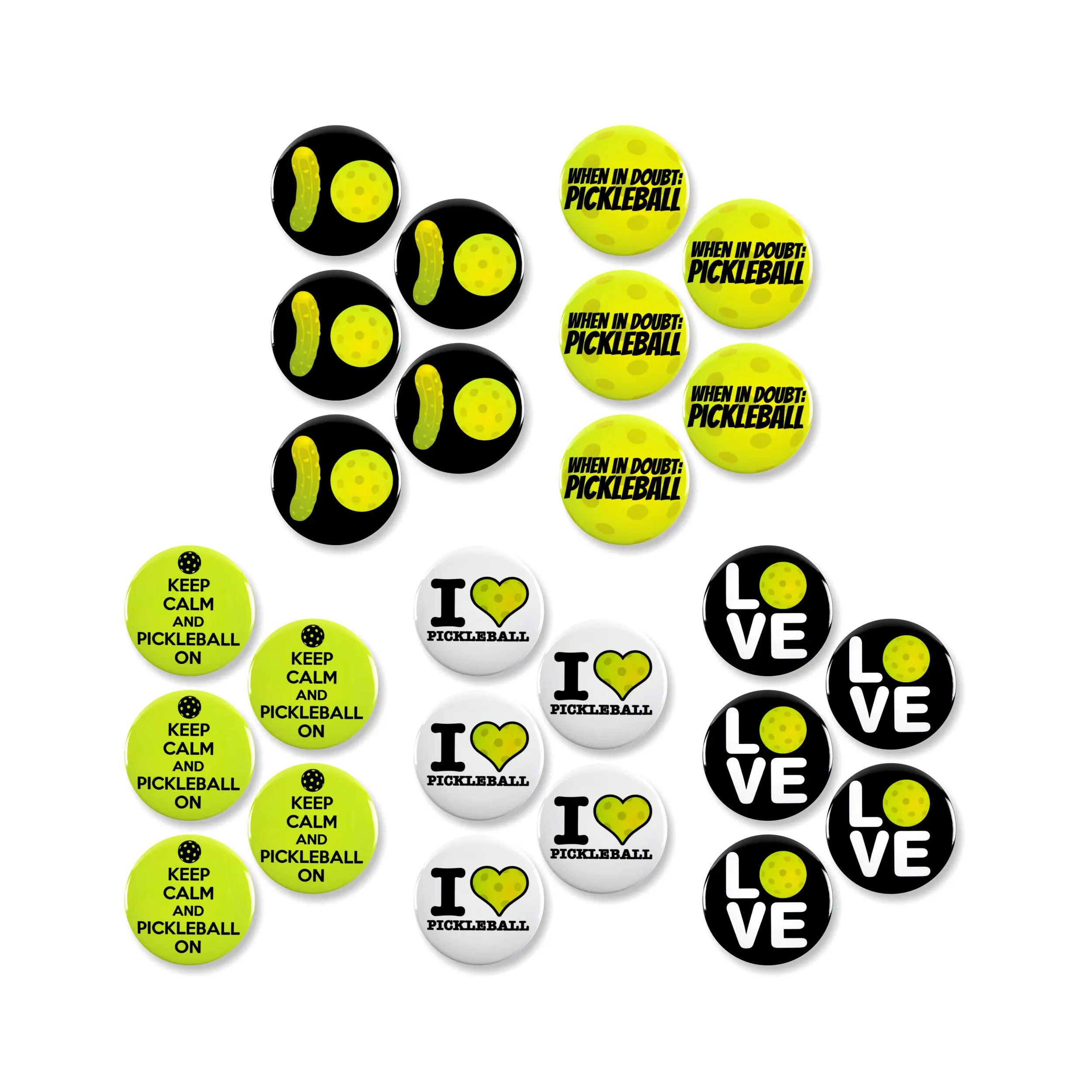 25 Pack - Pickler Preferred Perfect Petite Pickleball Pinback Buttons - 1.5 Inch