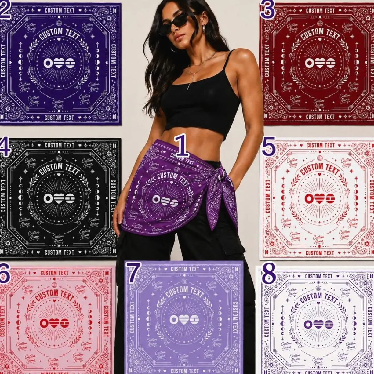 11 ops Custom B--ang-tan Bandana Scarf, Kpop Concert Outfit , Kpop Fashion Head Scarf, Idol Inspired Bandana