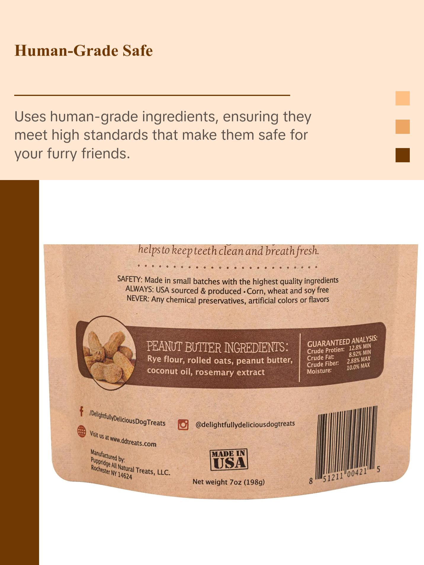 Peanuts Delicious Dog Treats Made in USA All Natural Oven Baked Biscuits