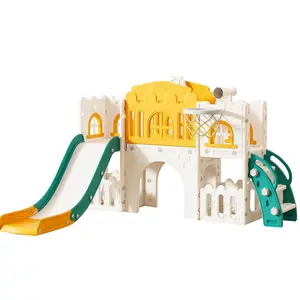 SUNNYGLADE 7 in 1   Multifunction  Toddler Slide, Kids Climber Slide with Storage Space and Non-Slip Steps, Toddler Playset with Basketball Hoopa and Telescope,   Colorful  Indoor Outdoor Playground for Toddler