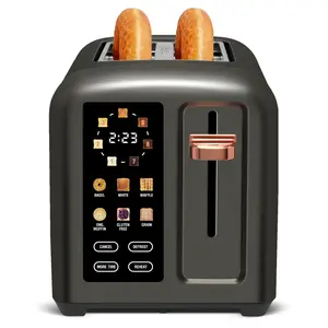 Toaster 2 Slice, Stainless Toaster LCD Display&Touch Button, 50% Faster Heating Speed, 1.4'' Wide Slots Toaster, 4 Basic+More Timer Functions, Removable Crumb Tray, 1350W