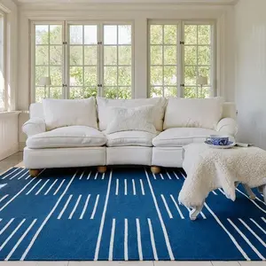 Modern Indigo Stripe Area Rug decorative carpet