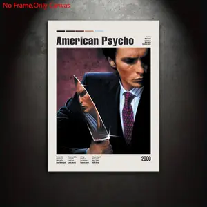1 Piece/Set Frameless Canvas Painting Print Poster,Classic Minimalism Satirical Pop Art,American Psycho,Perfect Gift for Movie Lovers,Ideal Gift for Bedroom,Study,Office,Living Room,Bathroom,Toilet,Dorm Hallway,Kitchen,Mural,Wall Decoration,Room Decor