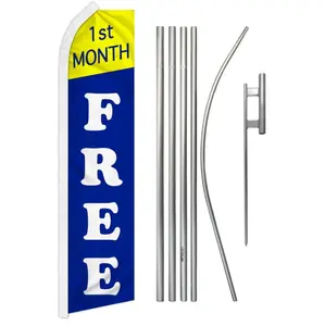 Steel-Aluminium Construction Flag and Pole Kit with Polyester Banner, 1st Month Free, Festive Home Supplies Set