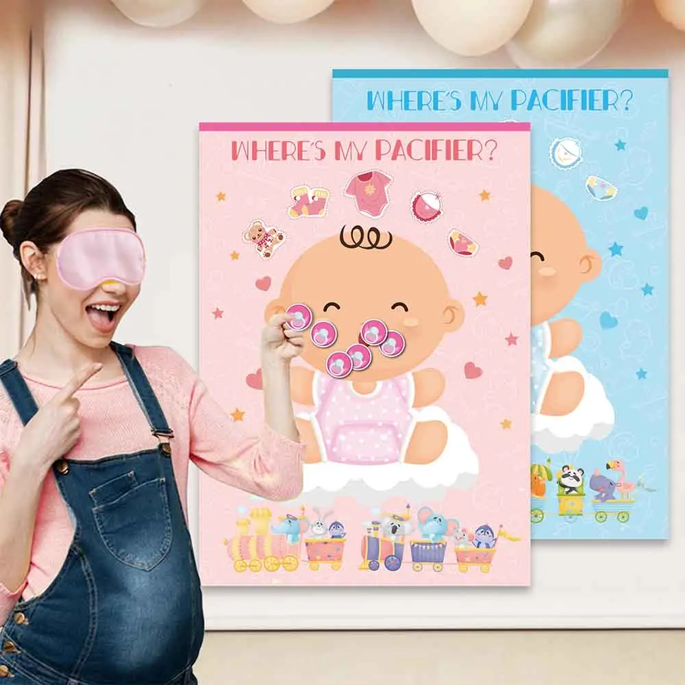 Pin The Pacifier on -gender reveal Baby Game- Baby Shower Party Favors-birthday Prop poster