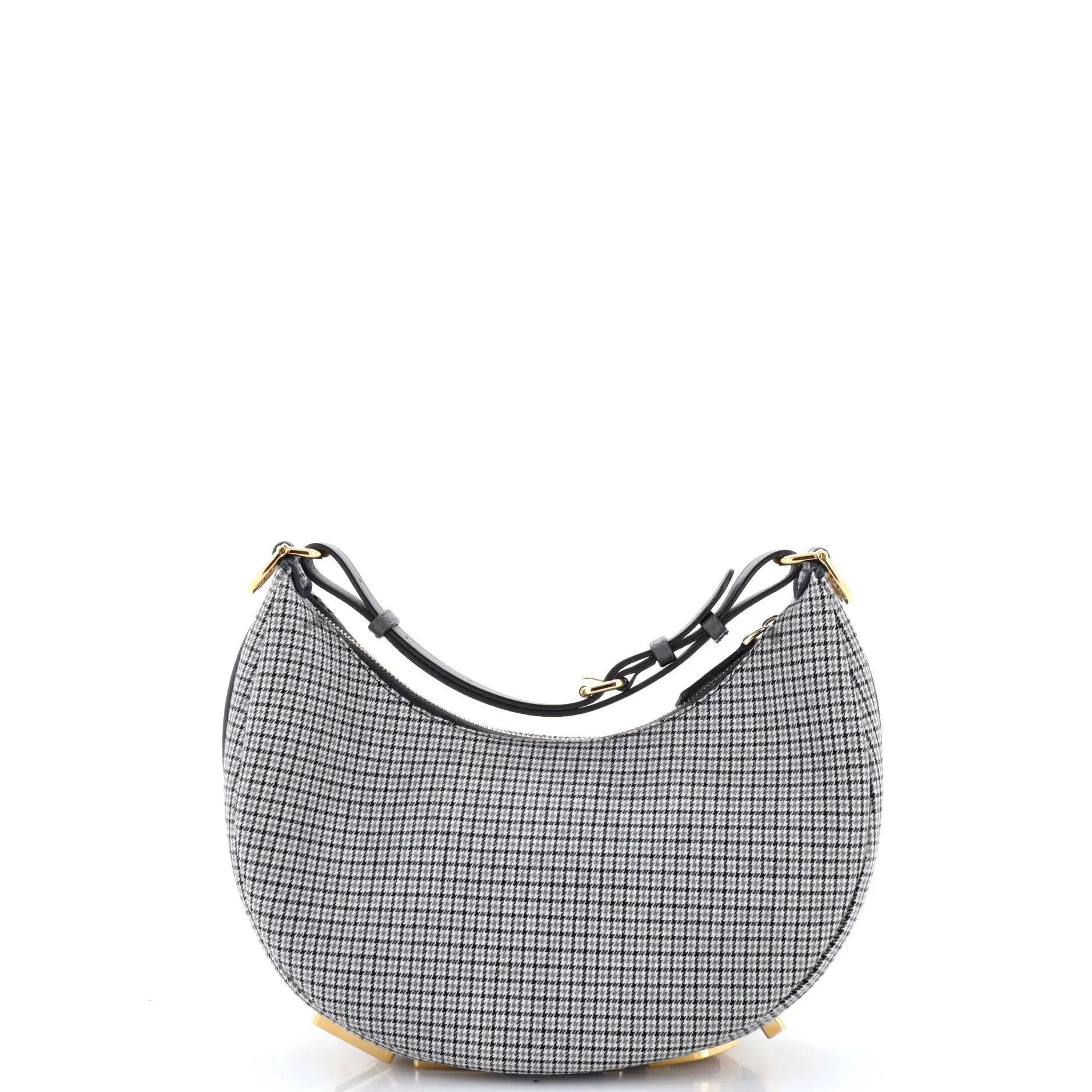 Pre-owned FENDI Wool Shoulder bags Fendigraphy Bag Houndstooth Small by Rebag