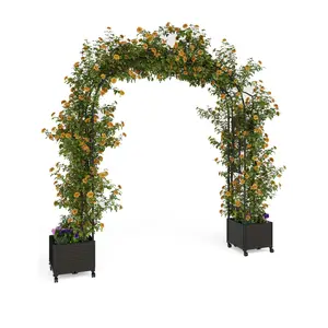 Garvee Garden Arch Trellis 71 Inches High for Climbing Plants, Metal Wedding Arch with Planter Box, Backdrop Support with Flower Frame, Rust-proof Tree