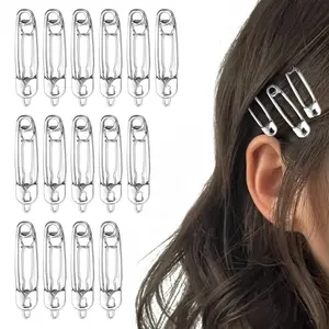 15 count Hair Pins Hair Clips Alloy Safety Pin Shape Hairpin Barrettes Goth Hair Pins Set Hairdressing Tool Hair Accessories ()