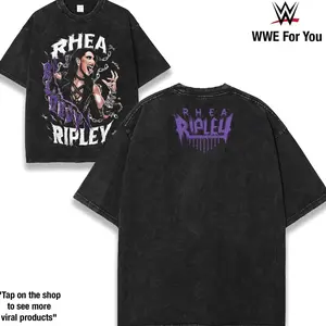 Rhea Ripley Bloody Purple Chain Washed T-Shirt Wrestling Shirt WWE Fans WWE Tee Menswear Cotton Crewneck Premium American Made Acid Washed 100% Cotton men fashion UMH