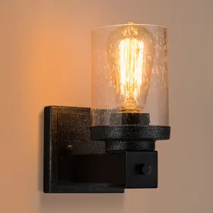 Vintage 1 Light Wall Lights, Industrial Wall Lights for Bedroom, Farmhouse Porch Wall Lamp, Indoor Wall Sconces with Glass Shade, Modern Wall Light Fixtures for Mirror Hallway Kitchen Living Room