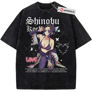 Shinobu Kocho Shirt, Demon Slayer Shirt, Anime Shirt, Vintage T-Shirt, Vintage Oversized Anime Shirt, Gift For Anime Fans