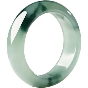 Natural A Grade Green Jade Rings for Women, 100% Genuine Burma Jade Band Ring, Real Good Luck Wealth Jadeite Jade Ring Jewelry Gifts for Women,Size (4-13)
