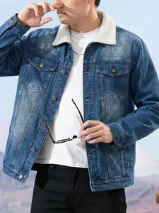 Men's Vintage Distressed Denim Jacket with Flap Pockets, Long Sleeve Casual Button-Down Hem Coat, Fashionable Casual Street Style Coat, Suitable for Daily Wear, Ideal Gift for Boyfriend or Husband