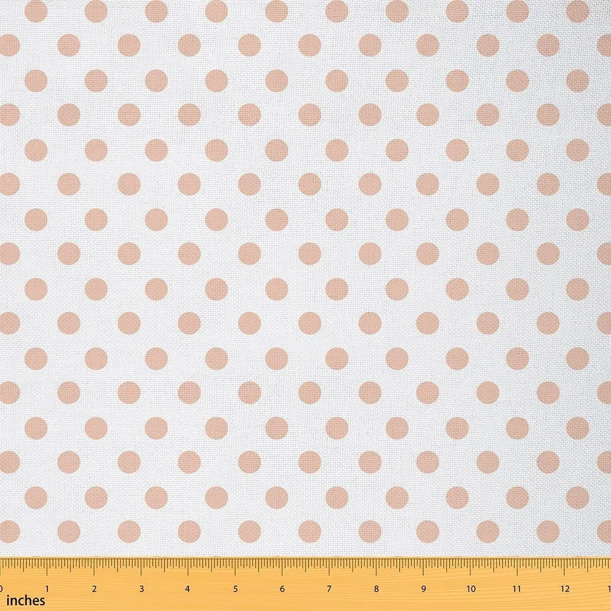 Polka Dots Fabric,Geometric Circles Flannel Polyester Fabric,Brown White Cute Dots Fabric Panels Quilting,French Style Sewing Fabric