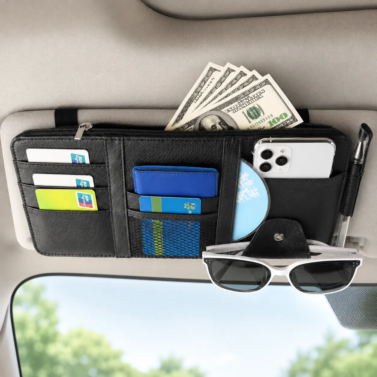 Car Visor Organizer, Car Sun Visor Organizer, Durable Car Interior Storage Bag, Durable Auto Accessory, Quick Access Car Interior Accessories for Car Stowing & Tidying, Car Interior Organizers, Car Organizers And Storage, Car Organization Supplies
