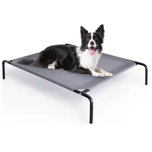 Outdoor Foldable Dog Bed All-Season Use, Off-Ground Moisture-Proof Pet Bed with Non-Slip Feet and Breathable Mesh Frame