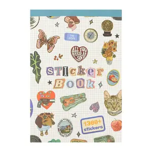 Vintage Style Sticker Book, 1300+ Cute Fruit Floral Cat Stickers, Diary Notebook Cup Decoration, DIY Handmade Craft Supplies, Scrapbook Materials