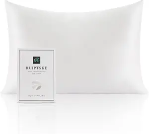 RUIPTSKE 100% Pure Mulberry Silk Pillow Cases for Hair and Skin, Soft, Hypoallergenic & Smooth, Both Sides Grade 6A Silk, with Hidden Zipper, Gift for Women Men, 1pc
