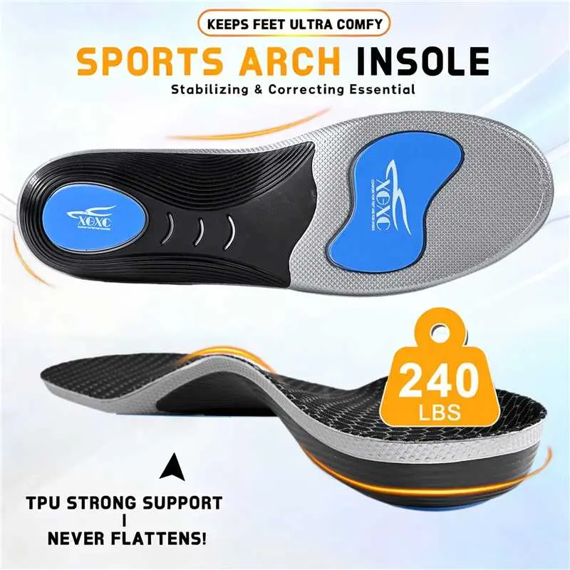 Heavy Duty High Arch Insoles for 230+ Lbs, Comfy Cushioned Sole Shoe Inserts, Sports Insoles & Heel Liners, Relieve Plantar Fasciitis & Flat Feet Pain, Ideal for All-Day Standing & Work Boots, Comfy Insole, Arches Insoles & Heel Liners