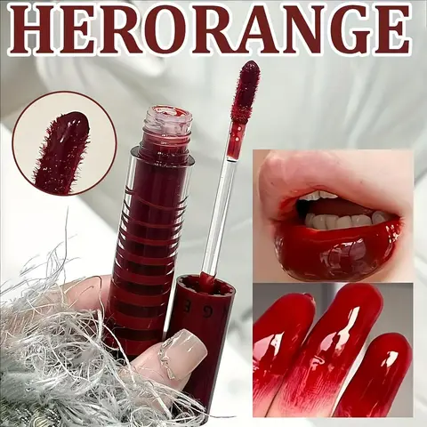 Herorange Single Pack Lipstick Available in 6 Colors, Moisturizing Hydrating Long Lasting Korean Glossy Lip Gloss, Cosmetic, Lip Products Makeup, Hydrating Glassy Lip, Dewy, Waterproof & Sweatproof for Parties & Gifts, Hydrating Lipgloss