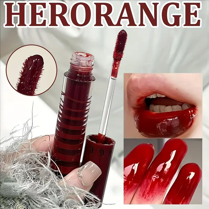 Herorange Single Pack Lipstick Available in 6 Colors, Moisturizing Hydrating Long Lasting Korean Glossy Lip Gloss, Cosmetic, Lip Products Makeup, Hydrating Glassy Lip, Dewy, Waterproof & Sweatproof for Parties & Gifts, Hydrating Lipgloss
