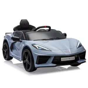 12V Licensed Corvette Electric Ride-On Car for Toddlers with Remote Control, Visual Dashboard, LED Lights, Music, Available in Light Blue, Orange, Rose Red, and Pink - Perfect Gift