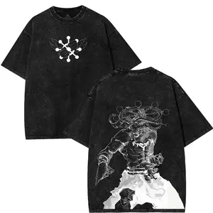 Jujutsu Kaisen MAHORAGA Anime Manga Game Double Printed Acid Washed T-Shirt 90s Menswear men's Soft Tops 90s graphic tees