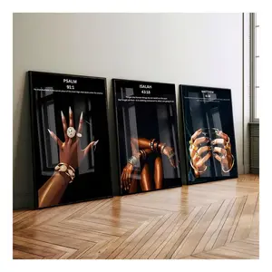 Set of 3 Black Christian Girl Wall Art, Scripture Print, Bible Verse Wall Art, Girl Room Decor, Christian Wall Print