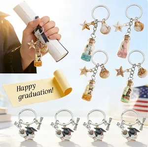2026 Graduation Glass Bottles Mini Note Key Chain with Cork Stoppers for DIY Decoration and Grad Party Favors,Perfect Gifts for Graduates, Students, Teacher,Women,Girl,Boy