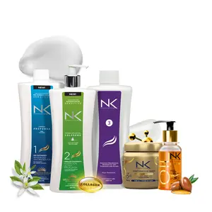 NK Professional Care Complete Keratin Treatment Set – Straightening & Repair Kit | Keratin Treatment + Post Shampoo + Nourishing Hair Mask + Argan Styling Oil | Formaldehyde-Free, Vegan
