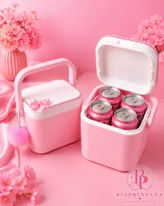 Luxury Mini Cooler 4 Can Holder with Rhinestone Lid – Personalized Pink Insulated Cooler | Fits 4 Soda Cans | BiaPrintUSA