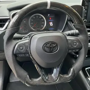 Toyota Steering Wheel Emblem Overlay  for Tacoma 4Runner Camry RAV4 Corolla Tundra Prius civic Matte Red Carbon