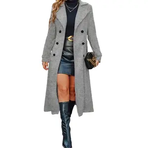Cozy Gray Longline Faux Wool Coat Trendy Fall Winter Outfits 2026 Affordable Chic Office Casual Jacket