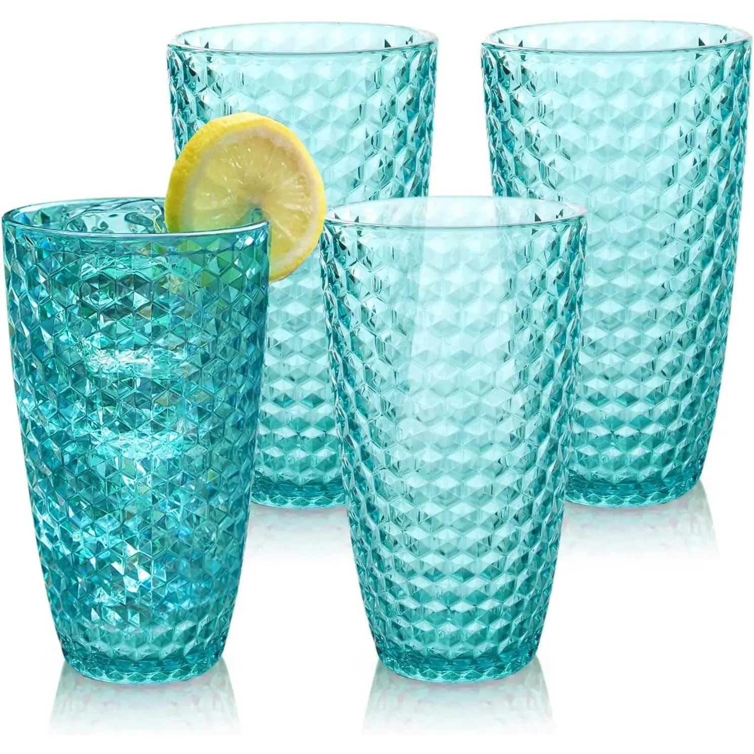 Shatterproof Tritan Plastic Tall Tumbler, Set of 4, 19oz - Laguna Beach Drinking Glasses - Unbreakable Tritan Drinking Glasses for Parties - BPA Free - Blue Drinkware Bottles Mugs