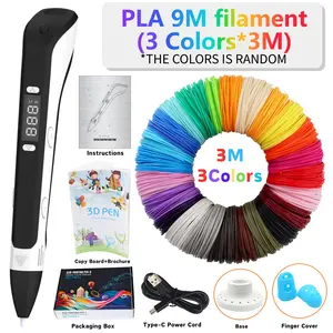 3D Printing Drawing Pen Set - DIY Drawing and Printing Tool, 9M PLA Refills, Finger Protectors, Sketchbook, and Base，Multi-Mode DIY Craft Tool with LCD Screen, Ideal for Youngsters' Art & Fun, Perfect Birthday or Christmas Gift