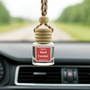 Black Coconut Glass Car Diffuser – Long-Lasting Car Air Freshener Calming Scent • Up to 60 Days