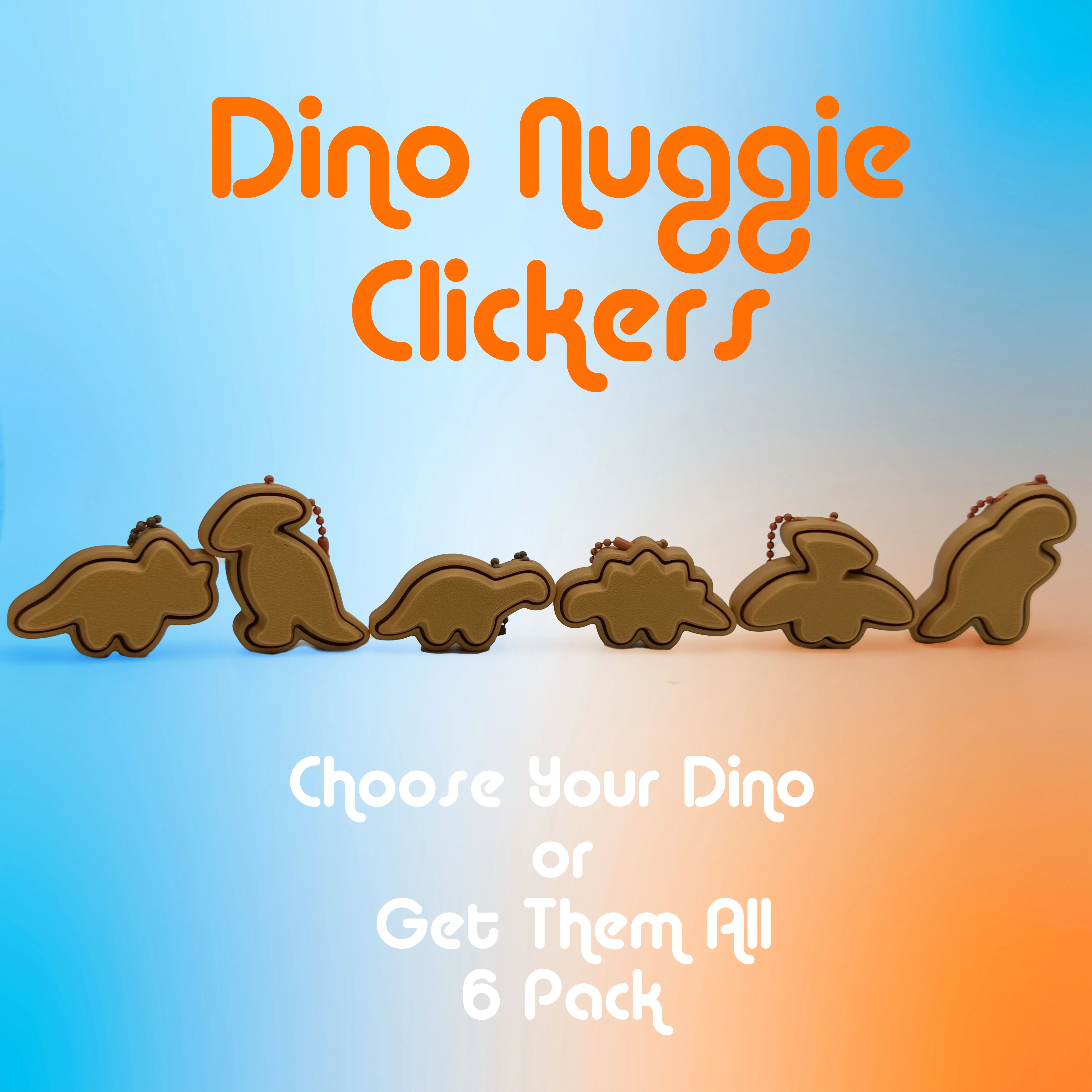 Dino Nugget 3D Printed Fidget Clicker - Get 1 or collect all 6 Dino Nugget 3D Printed Fidget Clicker - Get 1 or collect all 6