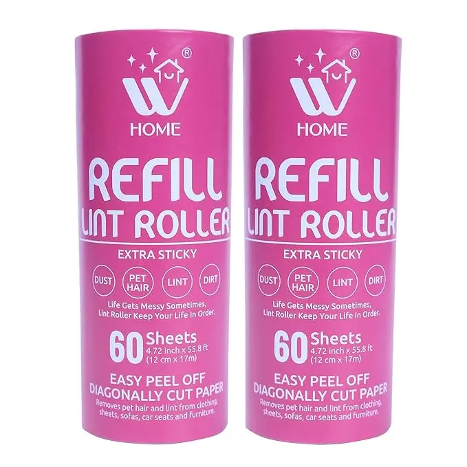 WHome Lint Roller Refill – 2 Pack | Sticky Paper Refills for Clothes, Furniture & Pet Hair Removal