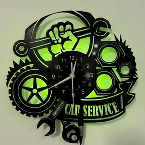 Car Repair Vinyl Wall Clock, Gear Repair Tools Decoration, Silent Battery-Operated, Ideal Gift for Car Enthusiasts, Garage Home Decor