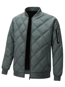 Men's Cotton Jacket Basic Style, Casual Quilted Puffer, Winter Thickened Warm Coat, Casual Stand Collar Windproof Top, Essential Outerwear for Men